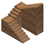 Escalera con tramo recto, curva de 90º, rellano compensado, otra curva de 90º y tramo recto