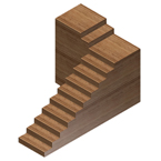 Escalera con tramo recto, curva de 90º y tramo recto